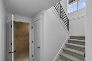 Staircase featuring concrete flooring