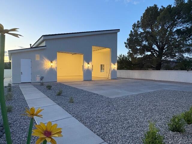 View of outdoor structure at dusk