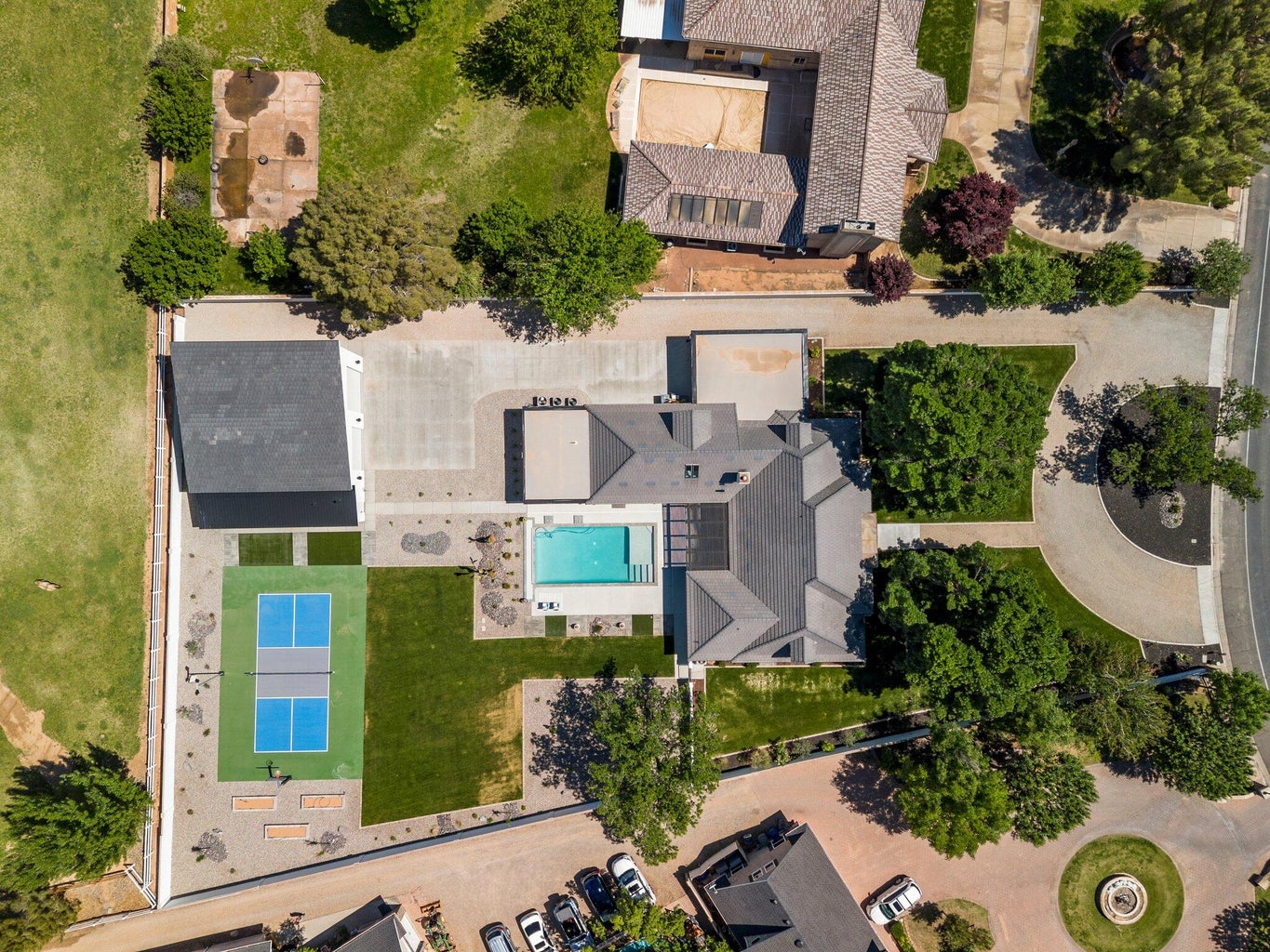 Drone / aerial view of a pool