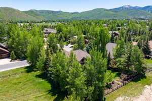 Aerial view of a mountain backdrop