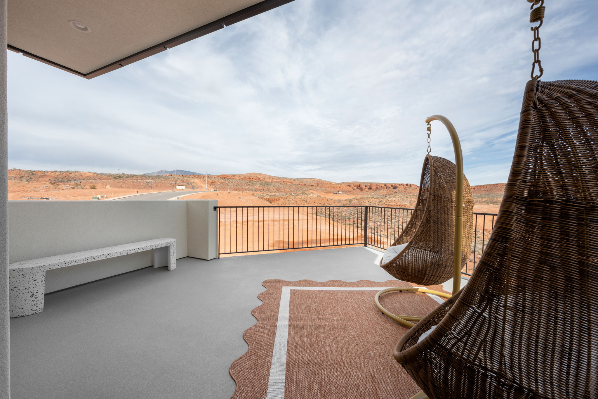 Balcony with a mountain view