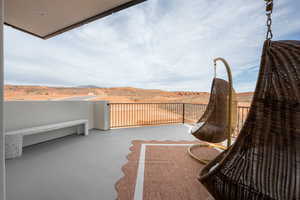 Balcony with a mountain view