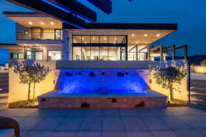 View of patio at night