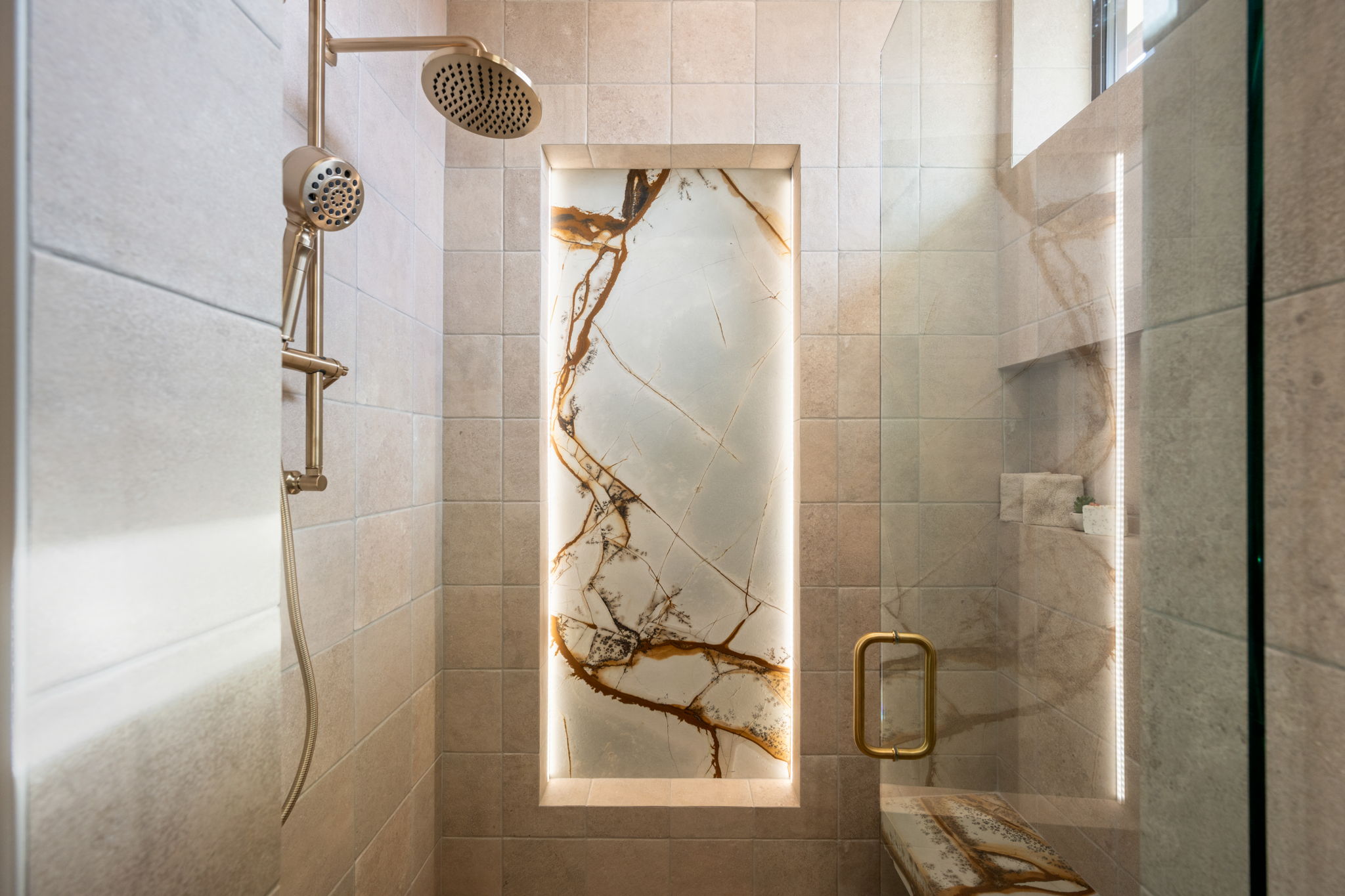 Bathroom with a stall shower