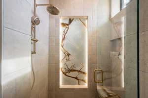 Bathroom with a stall shower