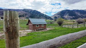 Mountain view with rural landscape