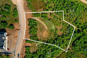 Aerial view of property's location with property boundaries highlighted