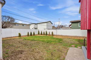 View of fenced backyard