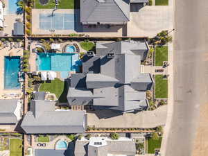 Aerial view of a pool