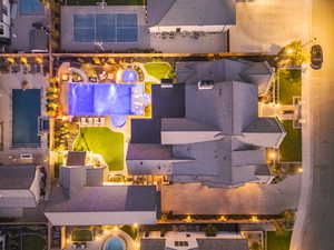 Drone / aerial view of a pool