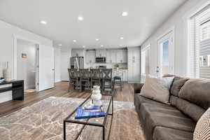 Living area featuring recessed lighting and wood finished floors