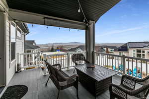 Deck with an outdoor hangout area