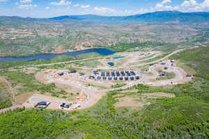 Bird's eye view of a water and mountain view