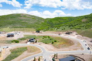 Drone / aerial view of a mountain backdrop