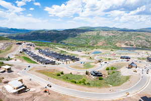 Bird's eye view of a water and mountain view