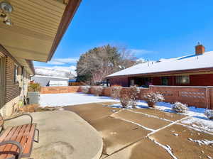 View of snow covered patio