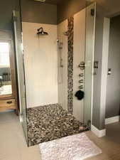 Bathroom with a stall shower