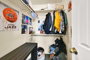 Walk in closet featuring carpet