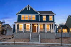 View of front facade featuring covered porch