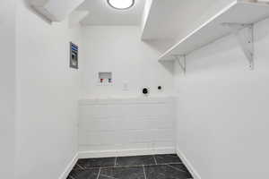 Laundry room with hookup for an electric dryer and washer hookup