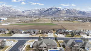 View of mountain background with nearby suburban area