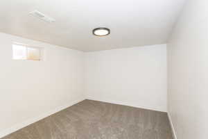 Unfurnished room with carpet floors and a textured ceiling