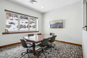 Office area with baseboards