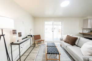 Living room with wood finished floors