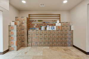 Interior space with recessed lighting