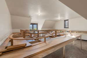 View of carpeted dining space