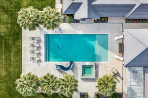Drone / aerial view of a pool area