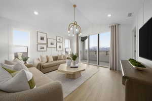 Upstairs loft featuring covered patio