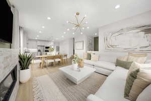 Gathering room with fireplace