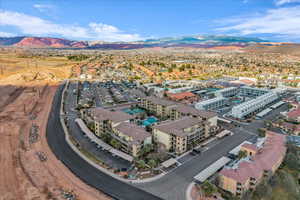 Drone / aerial view of a mountainous background