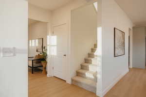 Stairs with wood finished floors