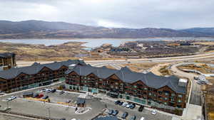 Aerial view of a water and mountain view