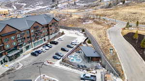 Drone / aerial view of a mountain backdrop