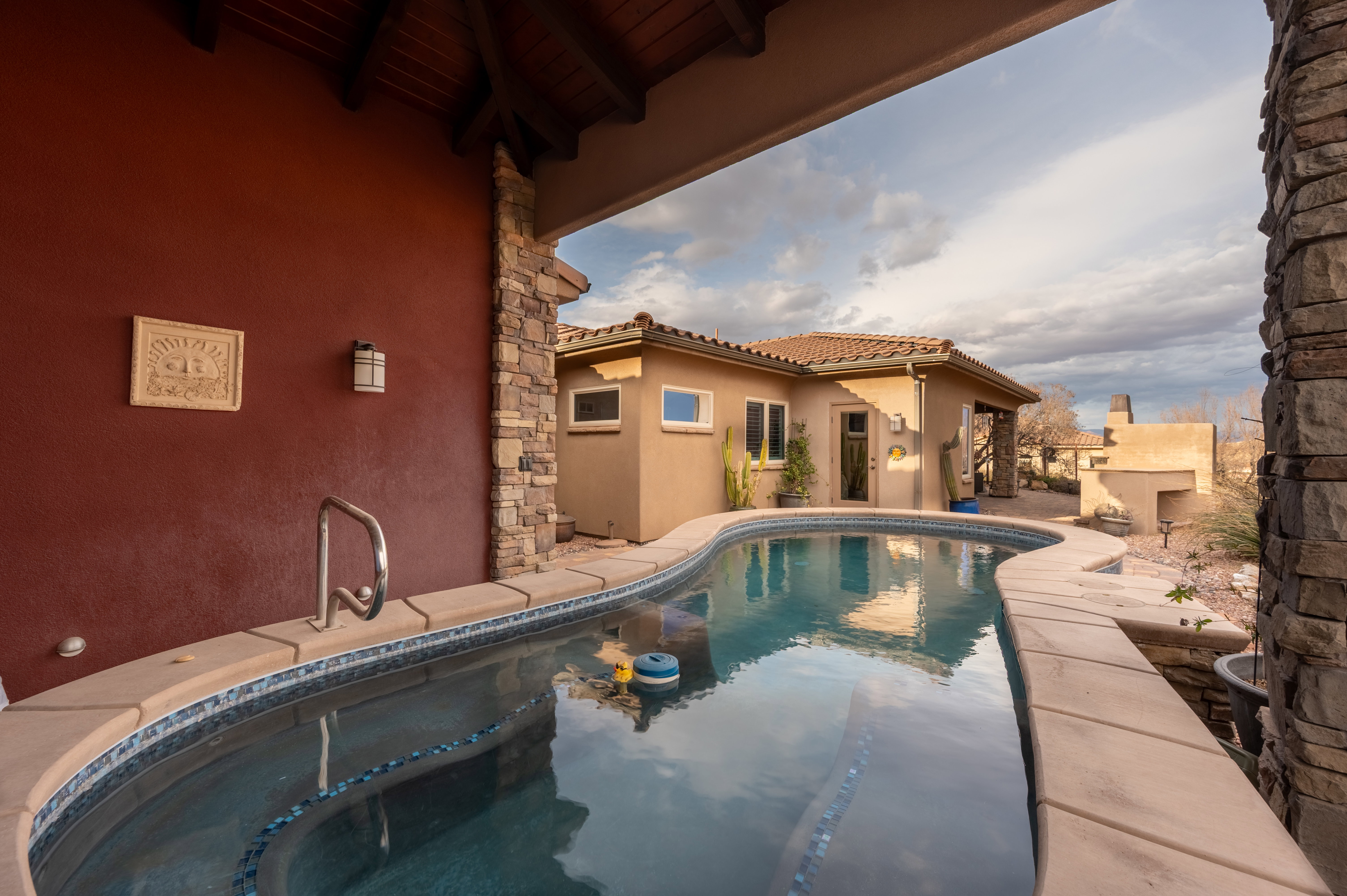 View of pool featuring patio surround