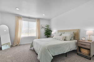 Bedroom with carpet and recessed lighting