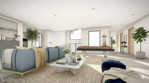 Living room featuring carpet flooring