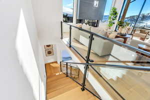Stairway with wood finished floors