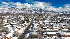View of mountain background with nearby suburban area