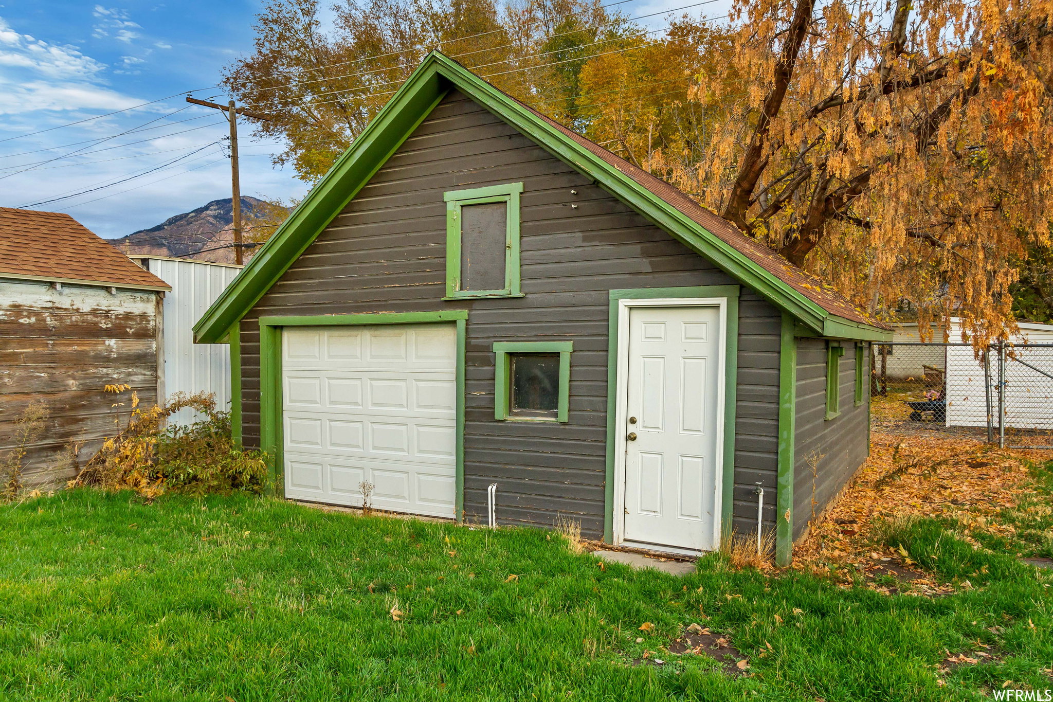 View of detached garage