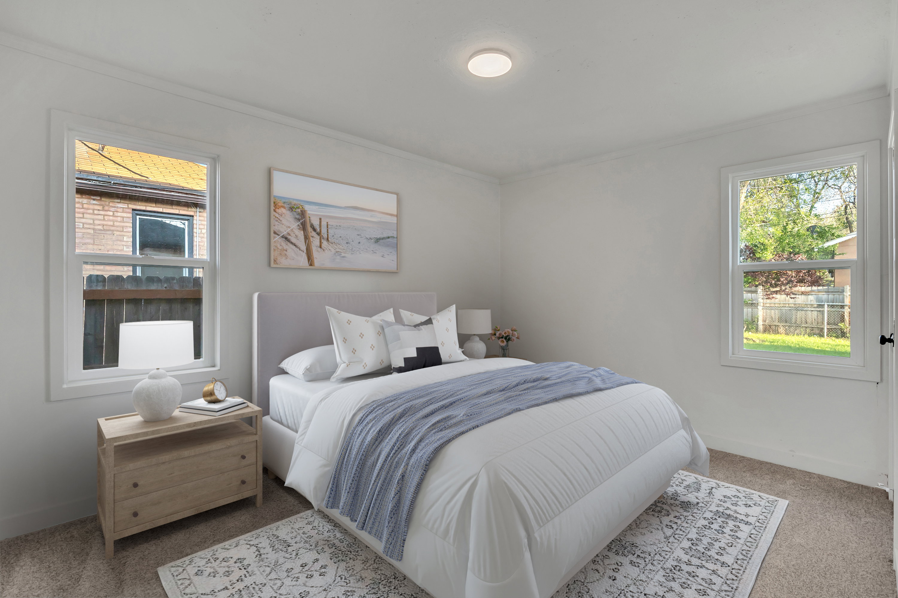 Bedroom with carpet flooring and baseboards