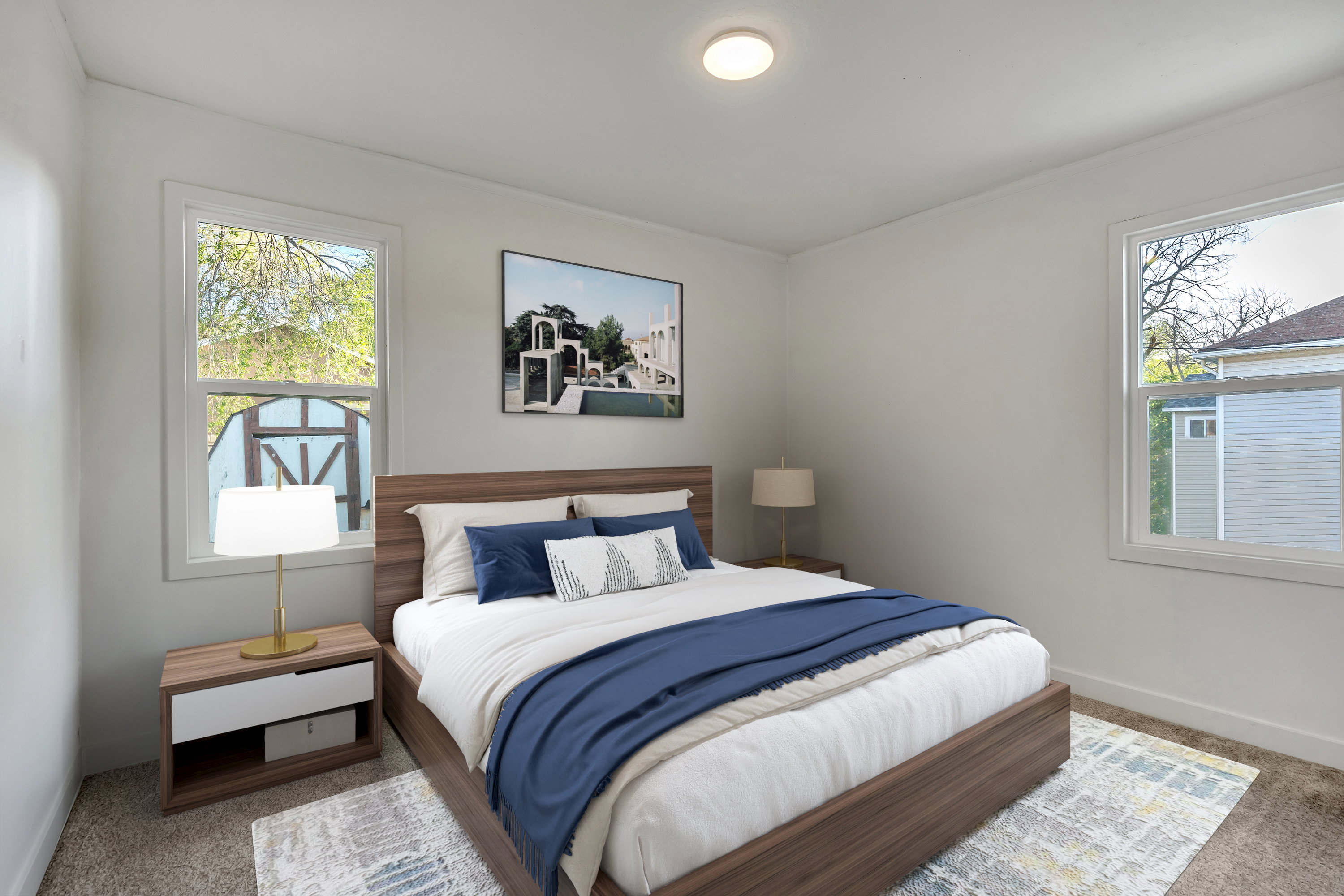 Bedroom with carpet and baseboards