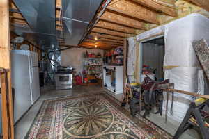 Unfinished basement with cold storage