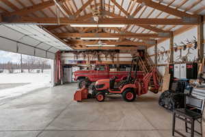 Massive 43'x30' Detached Garage/Shop. Mezzanine Storage. Tall ceilings. Man Cave. Small business shop. Large overhead door.