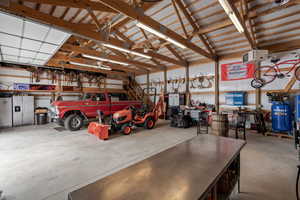 Massive 43'x30' Detached Garage/Shop. Mezzanine Storage. Tall ceilings. Man Cave. Small business shop. Large overhead door.