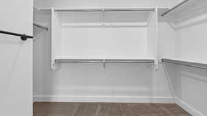 Walk in closet with carpet