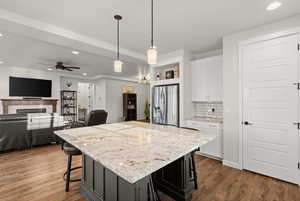 Massive Granite Island Bar with Seating on Every Side for 8